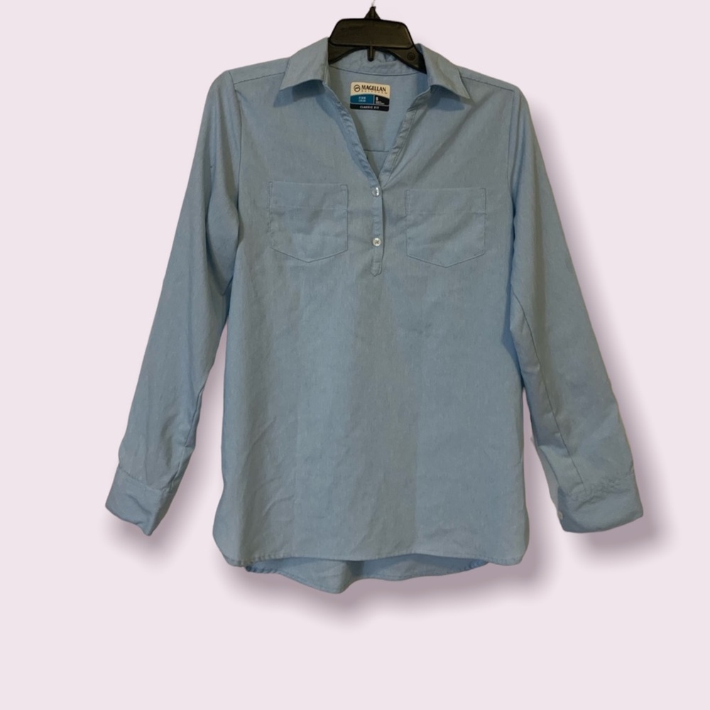 Women’s Magellan long sleeve tunic top, Color light Blue, Size S